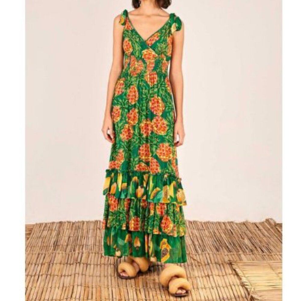 NWT FARM Rio Pineapple Maxi Dress